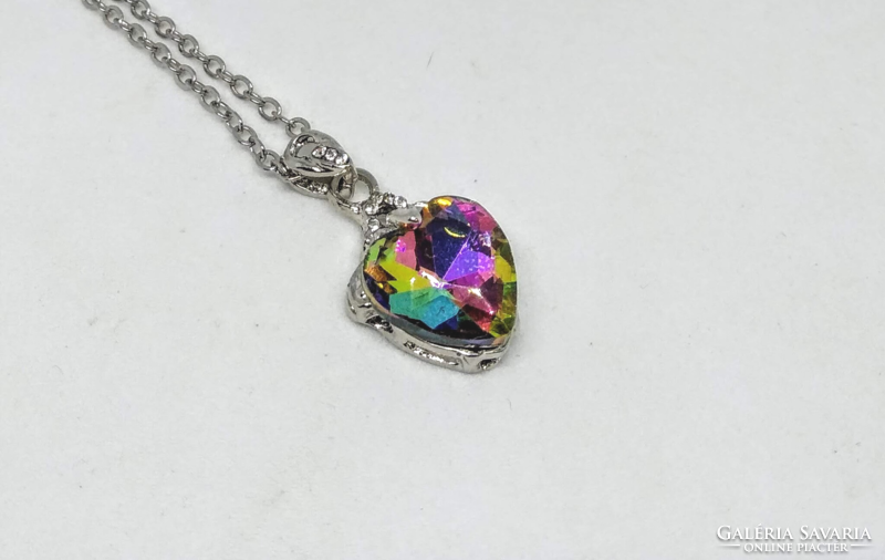 Silver-plated, mystical topaz crystal heart pendant necklace 220