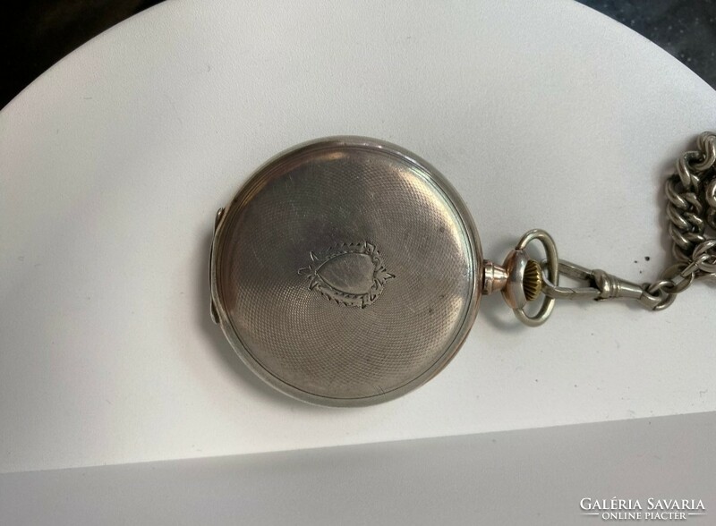 Antique silver viking pocket watch