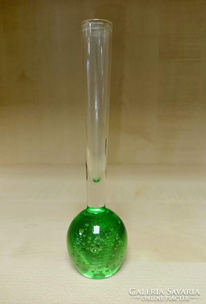 Kosta Boda zöld buborékos mini üveg vàza