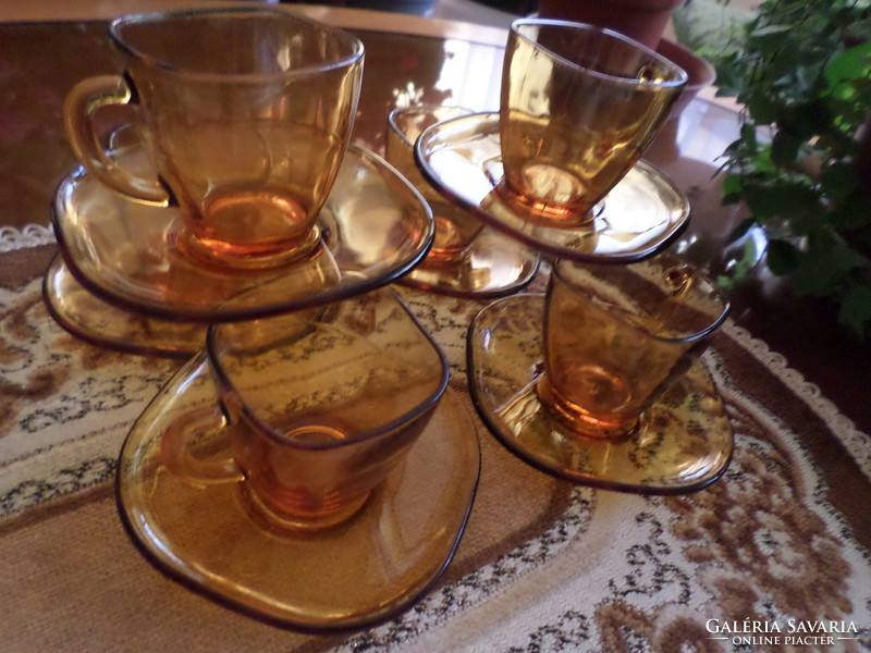 New! Amber coffee set of 6 pieces, Jena vereco