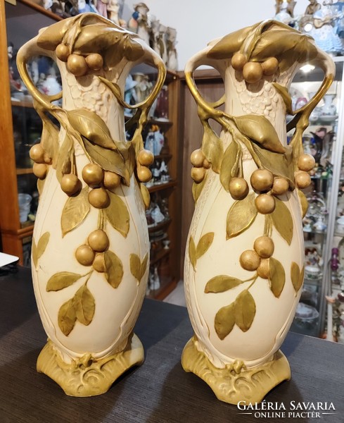 Pair of large royal dux art nouveau vases