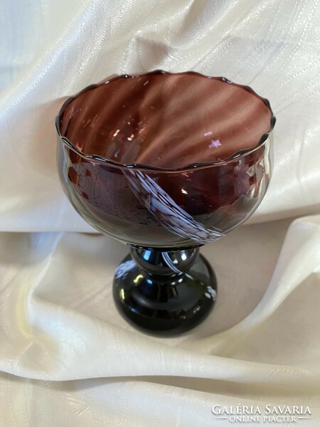 Gorgeous burgundy base color, retro glass goblet, decorative glass, table centerpiece