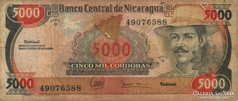 5000 cordoba cordobas 1985 Nicaragua