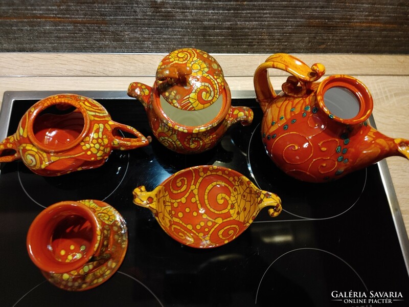 Beautiful colorful ceramic set of table decorations - hand painted