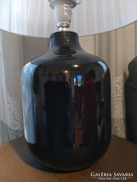 Black glass lamp with shade