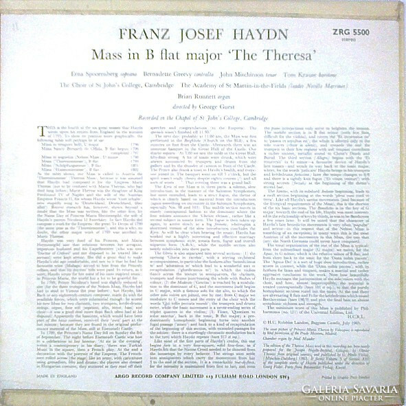 Haydn /spoorenberg,greevy,mitchinson,krause,guest-theresa mass (lp, album)