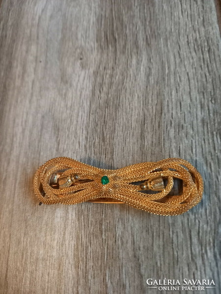 Wonderful old openwork copper hair clip (7.8x2.3x1.5 cm)