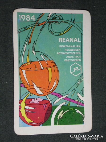 Card calendar, reanal fine chemical company, Budapest, graphic artist, 1984, (4)