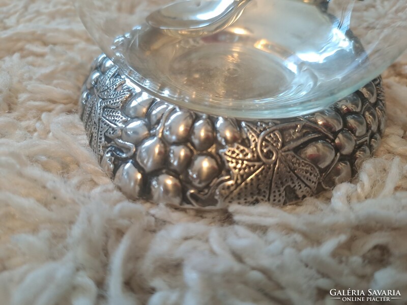 Silver-plated sugar bowl with small spoon