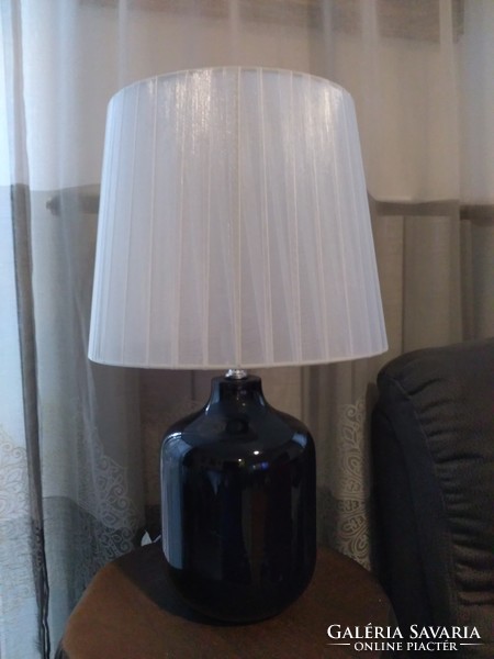 Black glass lamp with shade