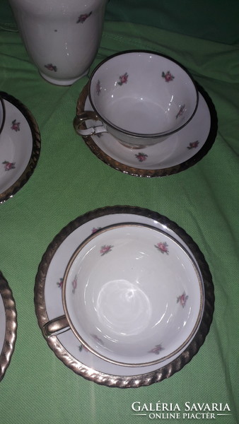 Antique 19th century Victorian gilded thun tk Czech porcelain tea set for 6 people according to pictures