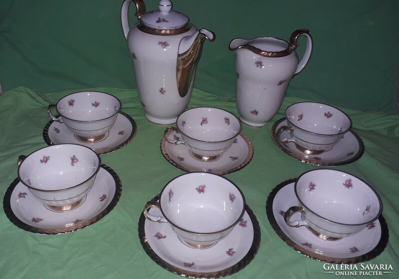 Antique 19th century Victorian gilded thun tk Czech porcelain tea set for 6 people according to pictures
