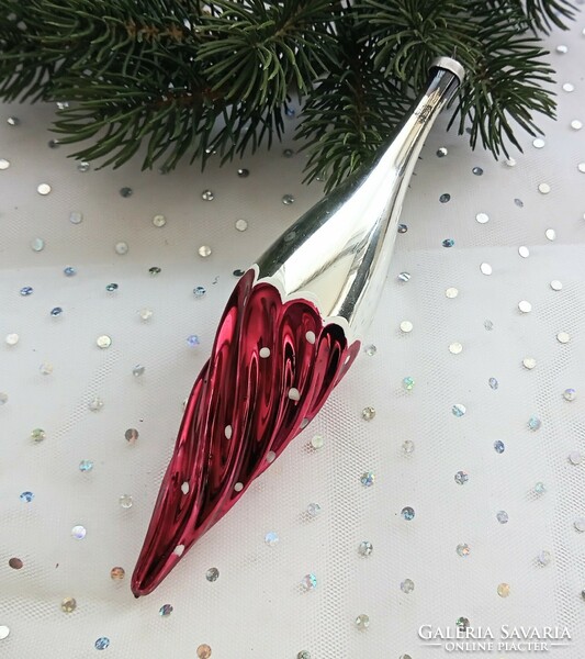 Glass red polka dot Christmas tree ornament 17cm
