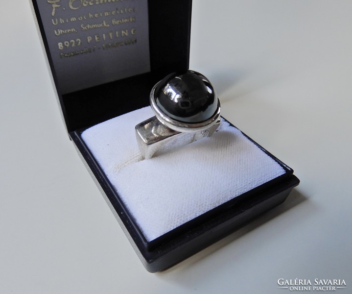 Régi dán W.& S. Sørensen ezüst gyűrű nagy hematit kővel