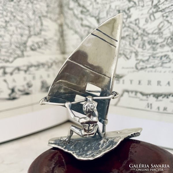 925 sterling silver figure of a sailing man, with Hungarian hallmark, video available