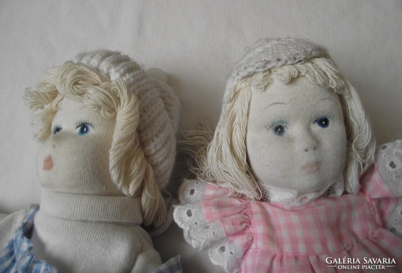 Textile doll couple, boy, girl vintage doll