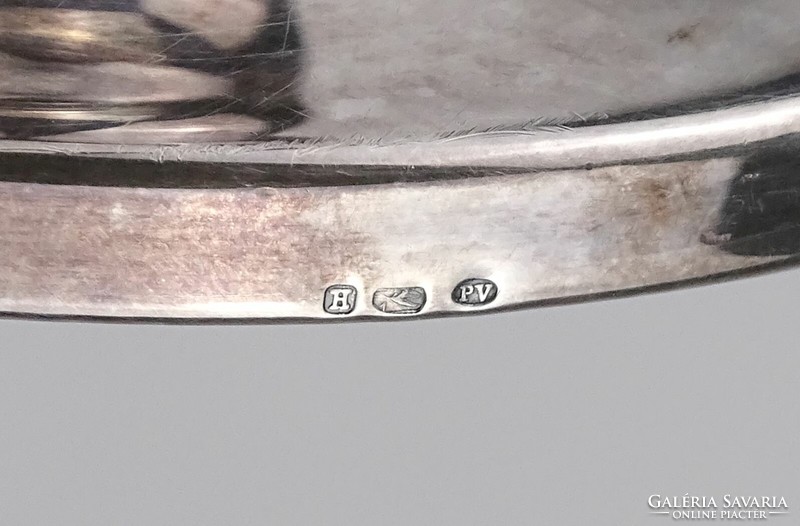 1P957 Régi jelzett pénzverdei ezüst gyertyatartó 135g