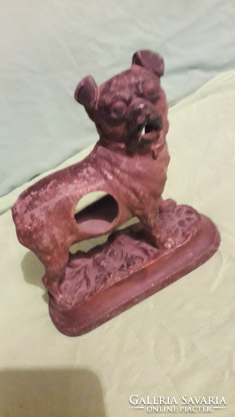 Antique bronzed metal table shelf decoration candle holder pug dog statue 18 x 16 x 10 cm according to pictures