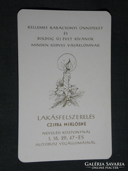 Card calendar, Czifra Miklósné home furnishing store, Pécs, festive, 1984, (4)