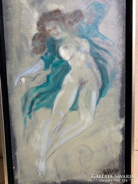 Oil on cardboard with Szekely mark, 60 x 35 cm. 0243