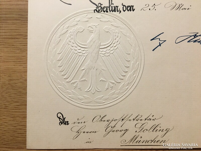 ADOLF HITLER HAND SIGNATURE DOCUMENT BERLIN 1935 - CERTIFICATE COA HITLER'S SIGNATURE