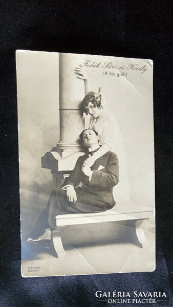 Cca. 1911 FEDÁK SÁRI DÍVA PRIMADONNA +KIRÁLY ERNŐ KIRÁLY SZINHÁZ FOTÓLAP A KIS GRÓF Strelisky fotó