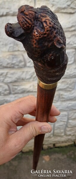 Carved tiger or leopard head sètapàlca sètabot dagger stick sword