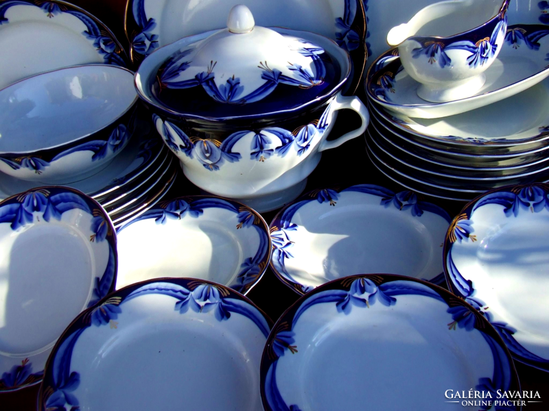 Tableware set in cobalt blue-gold No. 12, hand painted