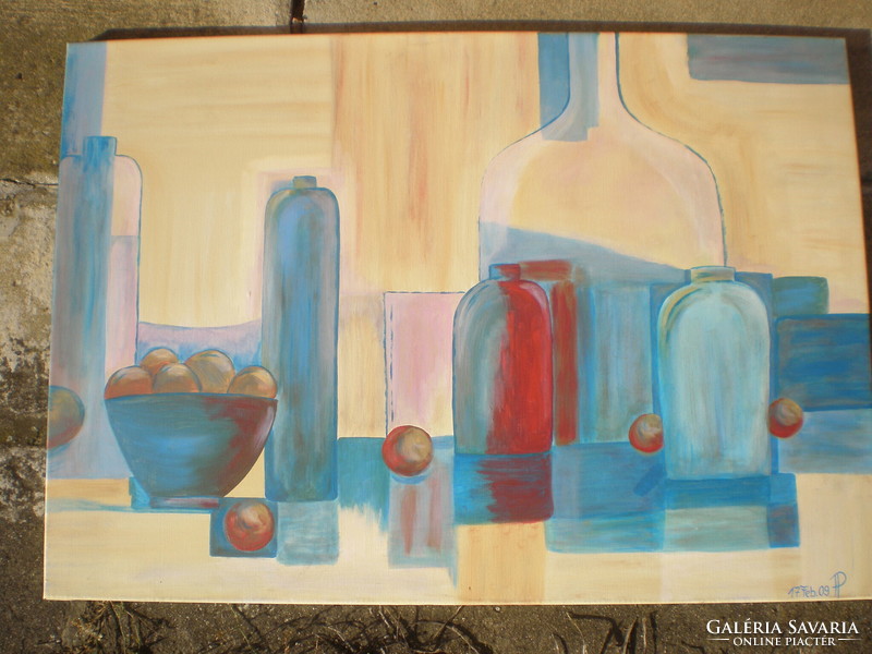 A wonderful abstract painting. Marked, 70 x 100 cm. linen,
