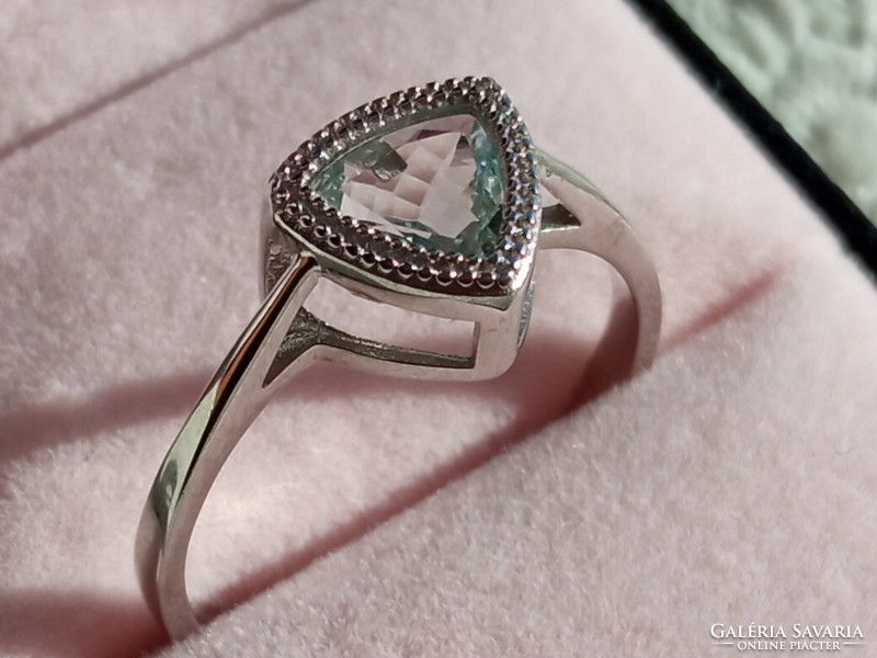 Akvamarin 925 ezüst gyűrű