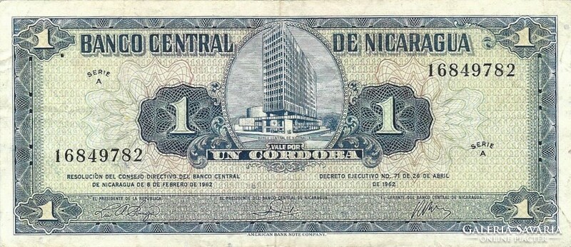 1 Cordoba 1962 Nicaragua