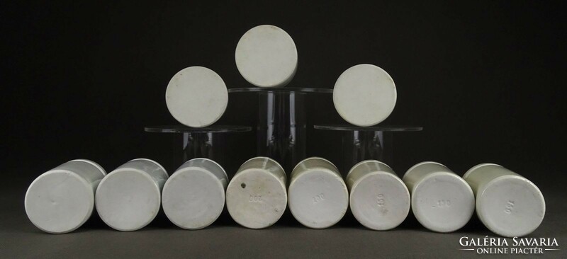 1P981 antique pharmacy porcelain apothecary jar 11 pieces