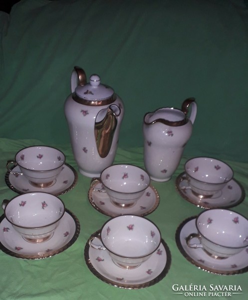 Antique 19th century Victorian gilded thun tk Czech porcelain tea set for 6 people according to pictures