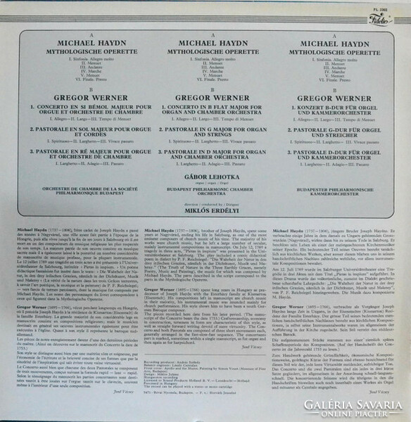 J.M. Haydn / G. Werner - Erdélyi,Lehotka - Mythologische Operette / Concertante Pieces For Organ(LP)
