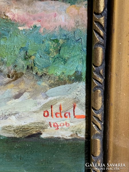 Oldal 1906 szignóval olaj, vászon festmény, 32 x 44 cm-es. 0240
