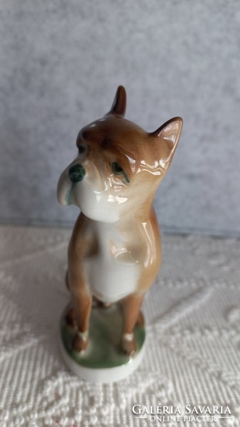 Zsolnay porcelain boxer dog, hand painted, 13 x 9 cm, marked