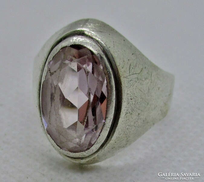 Nagyon elegáns art deco stílusú ezüst gyűrű nagy valódi ametiszt kővel