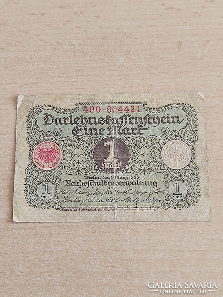 NÉMETORSZÁG 1 MÁRKA 1920 Darlehnkassenschein  490