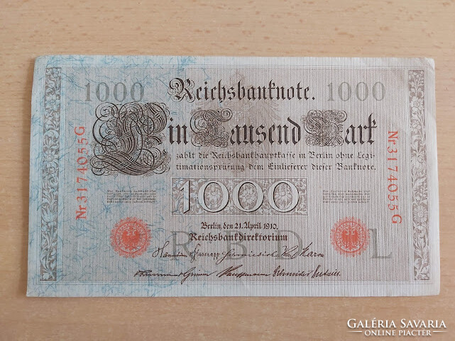 German Empire 1000 Marks 1910 317 red stamp