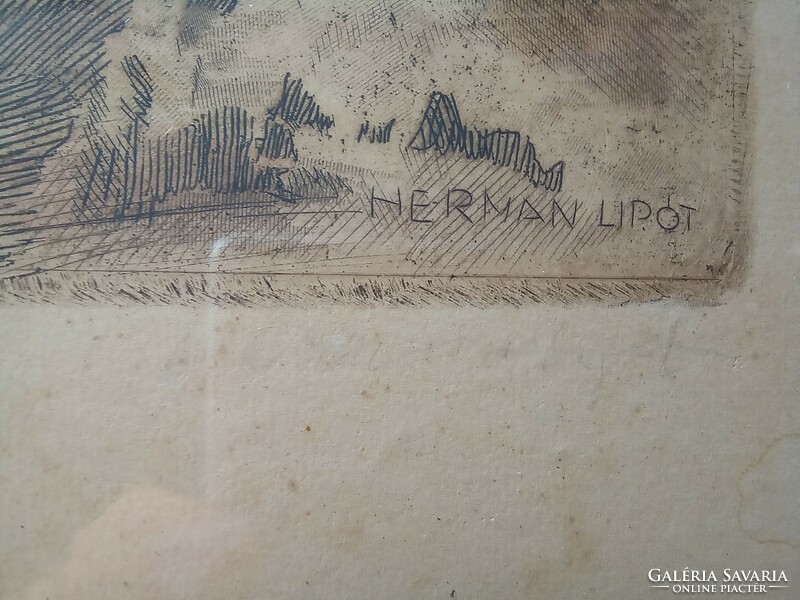 Lipót Herman: Bathers' etching