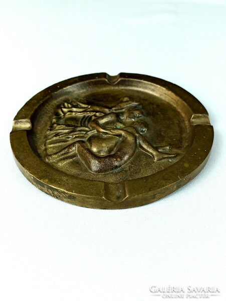 Bronze ashtray, ashtray with an erotic scene