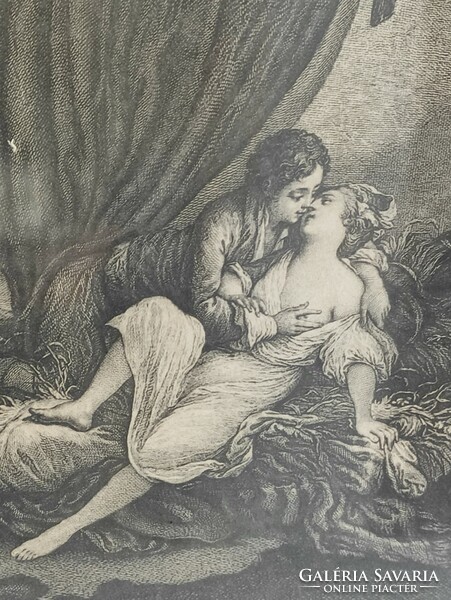 Erotikus francia rézkarc másolat egy több mint 100 éves könyv illusztrációi újra keretezve