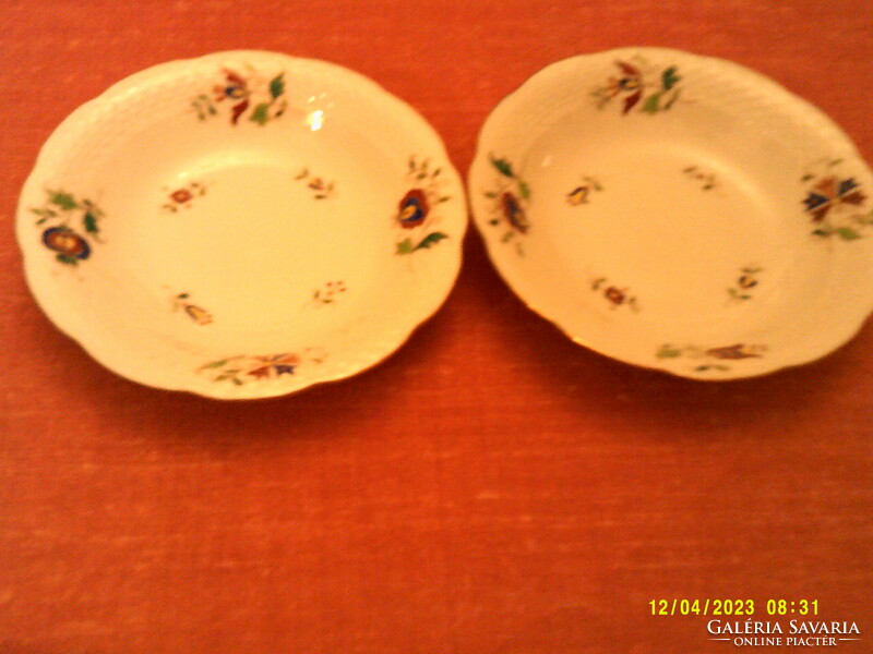 2 Herend compote bowls, particularly rare Hungarian (motifs hongrois)-mhg- motif decoration.