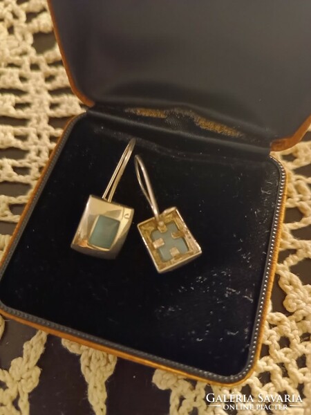 Silver blue stone earrings, showy piece! Art deco beauty