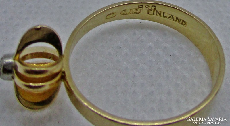 Különleges finland arany gyűrű gyémántkővel, csodaszép!