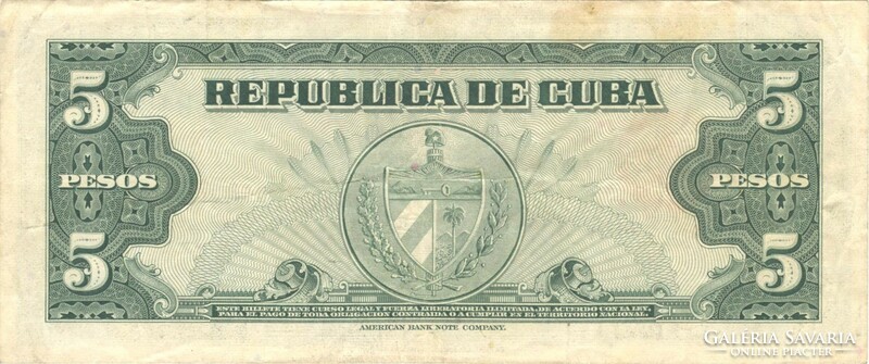 5 pesos pesos 1960 cuba