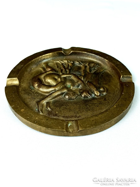 Bronze ashtray, ashtray with an erotic scene