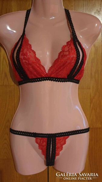 Fen32 - women's underwear - lace set - open bra and open thong