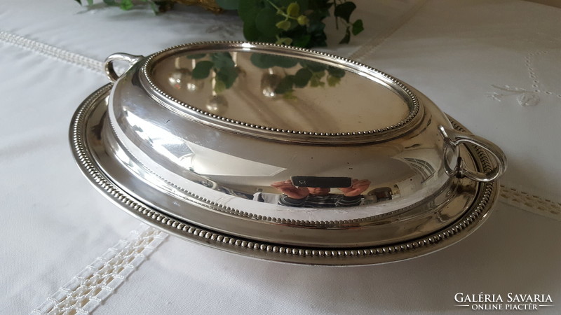 English silver-plated serving and warming bowl with lid