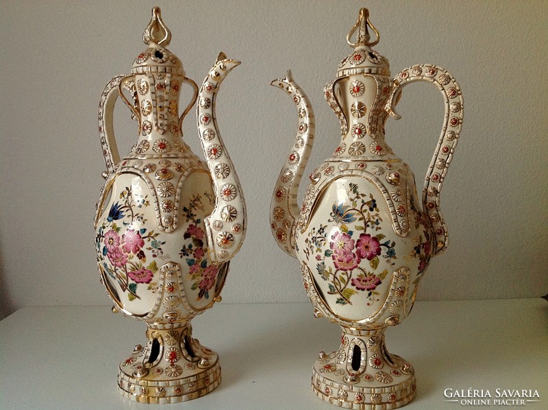 Fischer decorative jug pair 47 cm.